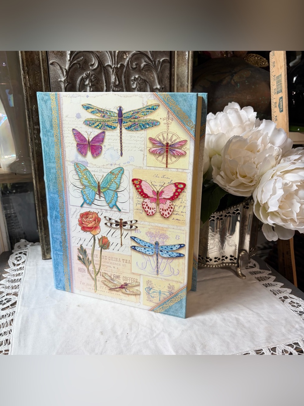 Vintage Punch Studio butterfly’s & dragonfly’s faux book storage box